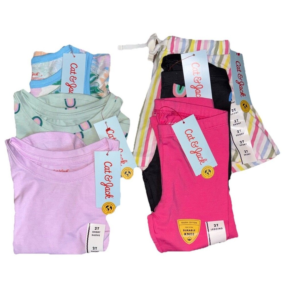 Cat & Jack 2T Baby Girl Clothing Bundle NWT Shirts Skort Leggings